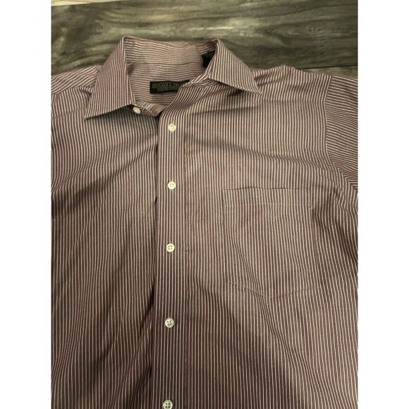 Donald J Trump Signature Collection Dress Shirt 16 1/2 34/35 Red Striped 198 - Picture 2 of 4